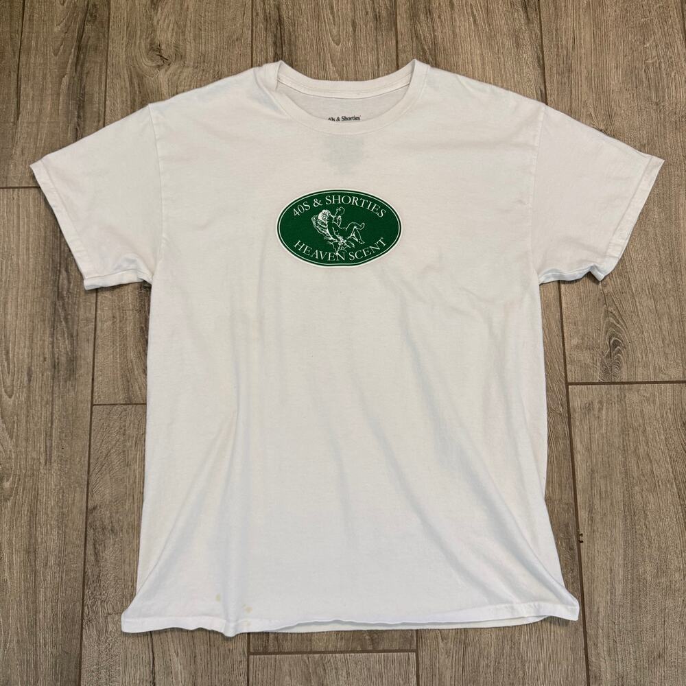 40s & Shorties Heaven Scent White T-Shirt- Large, Minimal Stains, Streetwear Tee